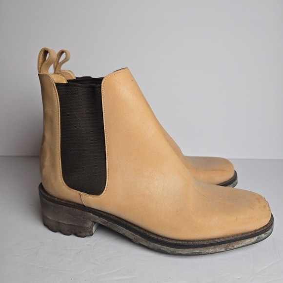 Robert Clergerie Chelsea Beige Size 8 Rustic Leather Platform Distressed Boots‎ - Picture 3 of 10